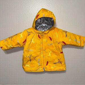 Marese Paris Reversible Kids Jacket Yellow Silver Hooded Coat Size 3A Toddler